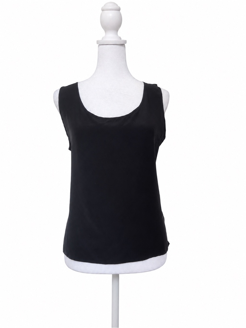 Jennifer Moore Dark Navy Blue 100% Silk Sleeveless Tank Blouse Top Size M